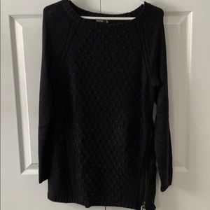 black sweater with side zipper
